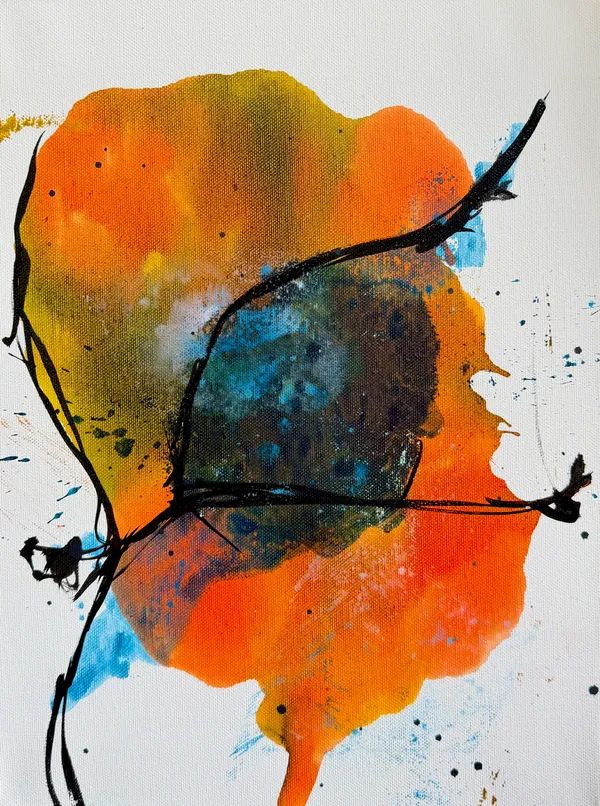 lago #4, Tusche auf Leinwand, 40 x 60 Zentimeter